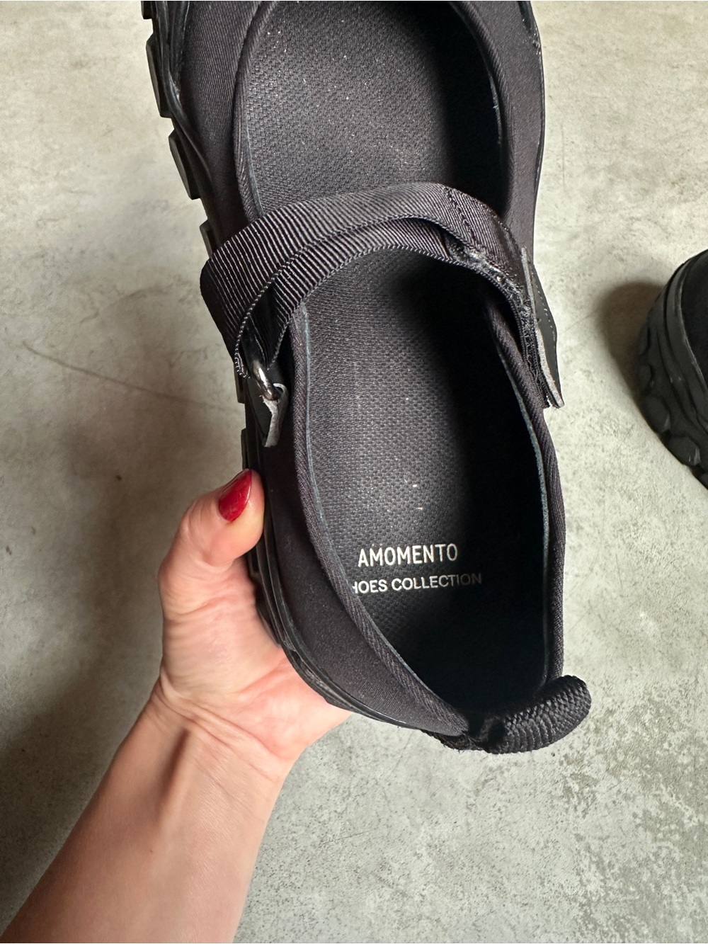 Women's Black Mary Jane Platform Flats with Strap - Picture 3 of 6